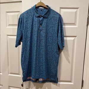Peter Millar Guitar Patterned Blue Polo Shirt